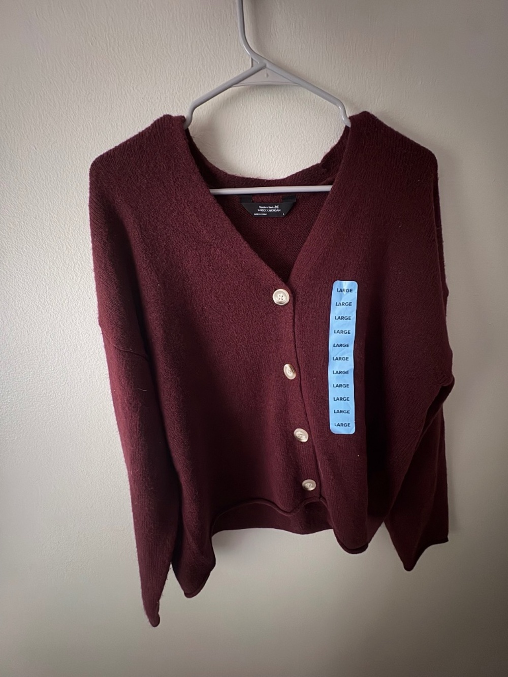 Members Mark V-Neck Maroon Cardinal Size Large